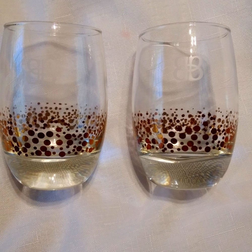 Bill Blass Vintage Set of 2 Gold Confetti Glasses